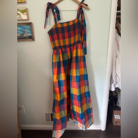PayPal Jain Anthropologie colorful plaid smocked dress - Picture 5 of 7